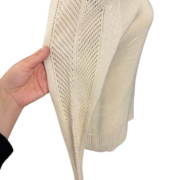 Lucky Brand Cowl Neck Knit Sweater Womens Large Cream Textured Sleeves Pullover - Picture 4 of 9